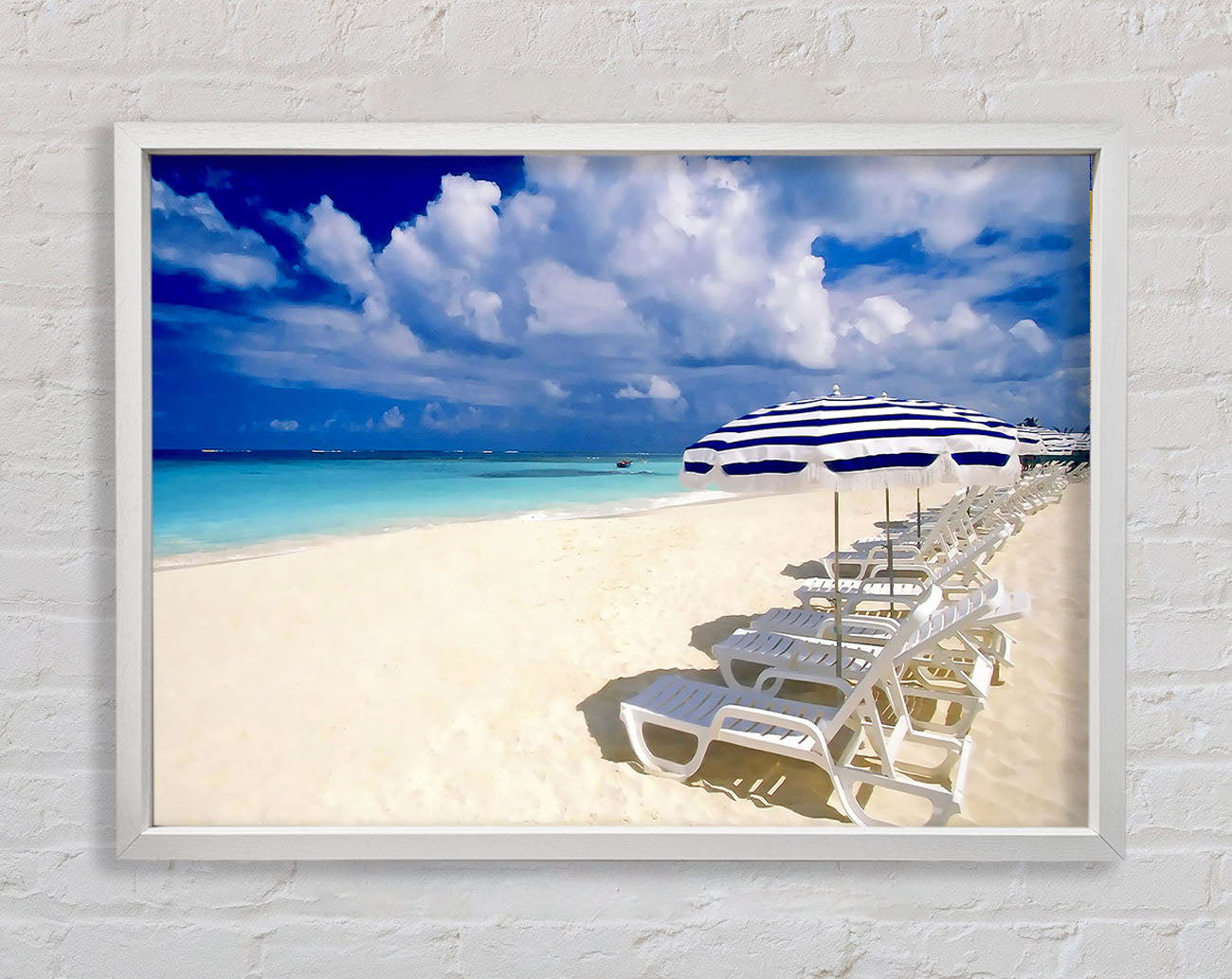 Sun Beds On The Island Of Paradise Framed Print