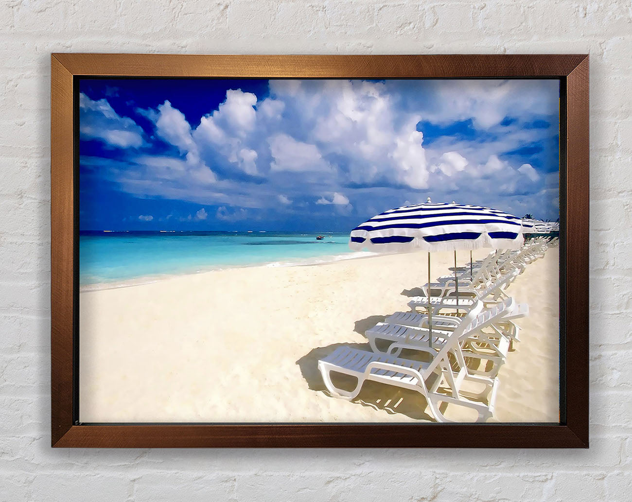 Sun Beds On The Island Of Paradise Framed Print