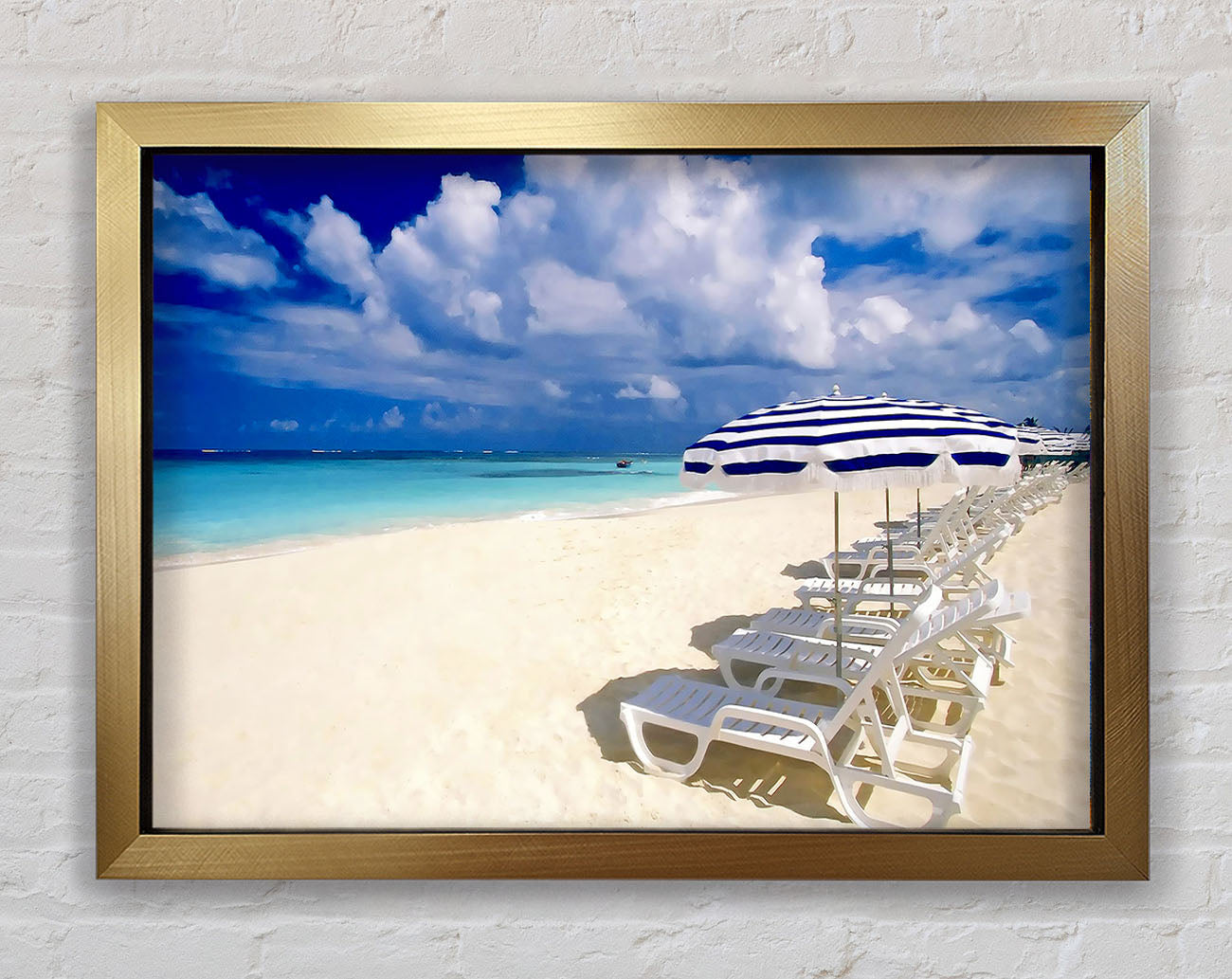 Sun Beds On The Island Of Paradise Framed Print