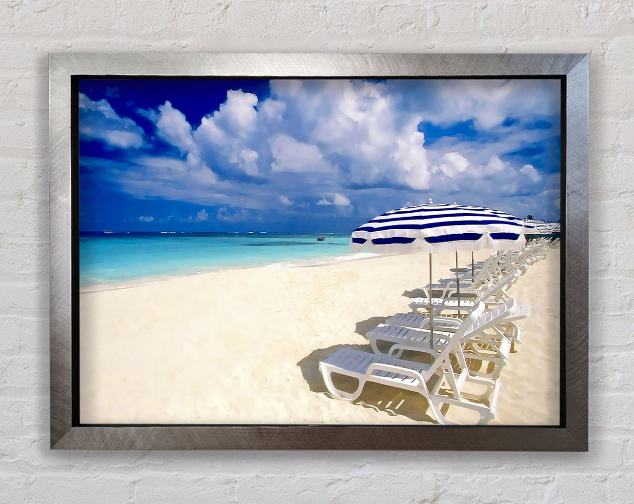 Sun Beds On The Island Of Paradise Framed Print