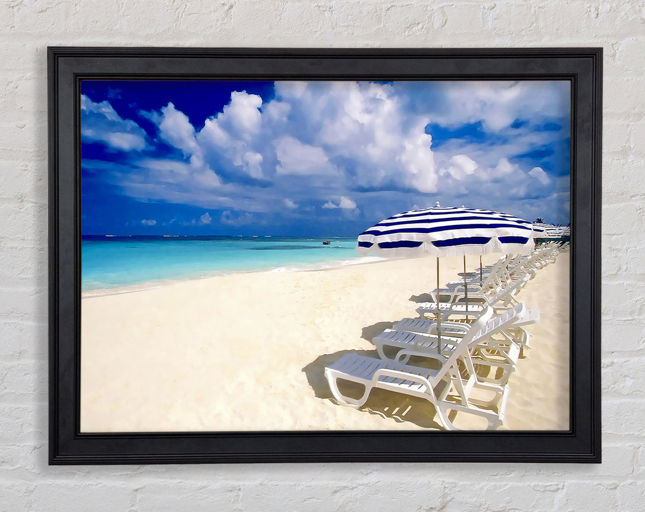Sun Beds On The Island Of Paradise Framed Print