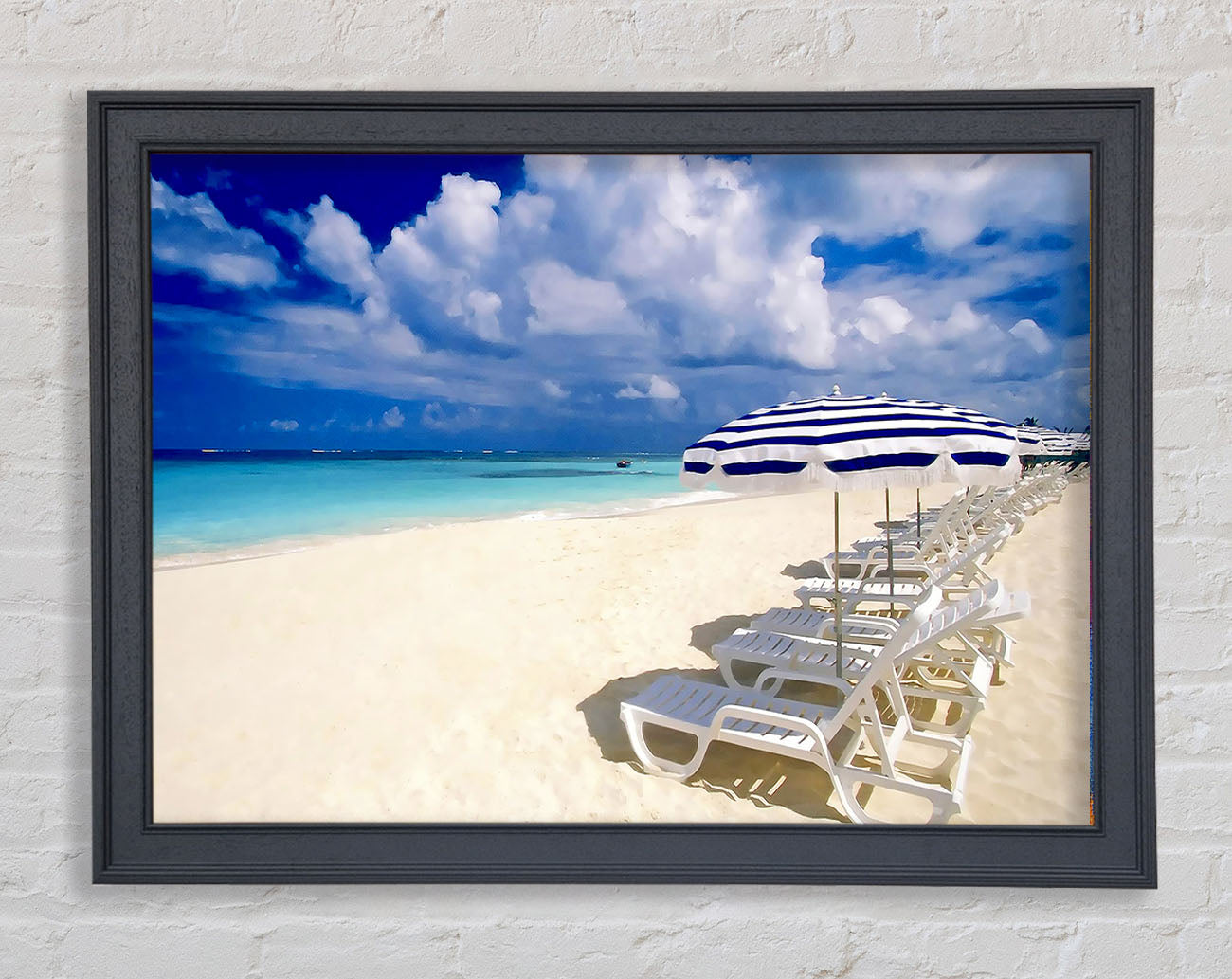 Sun Beds On The Island Of Paradise Framed Print