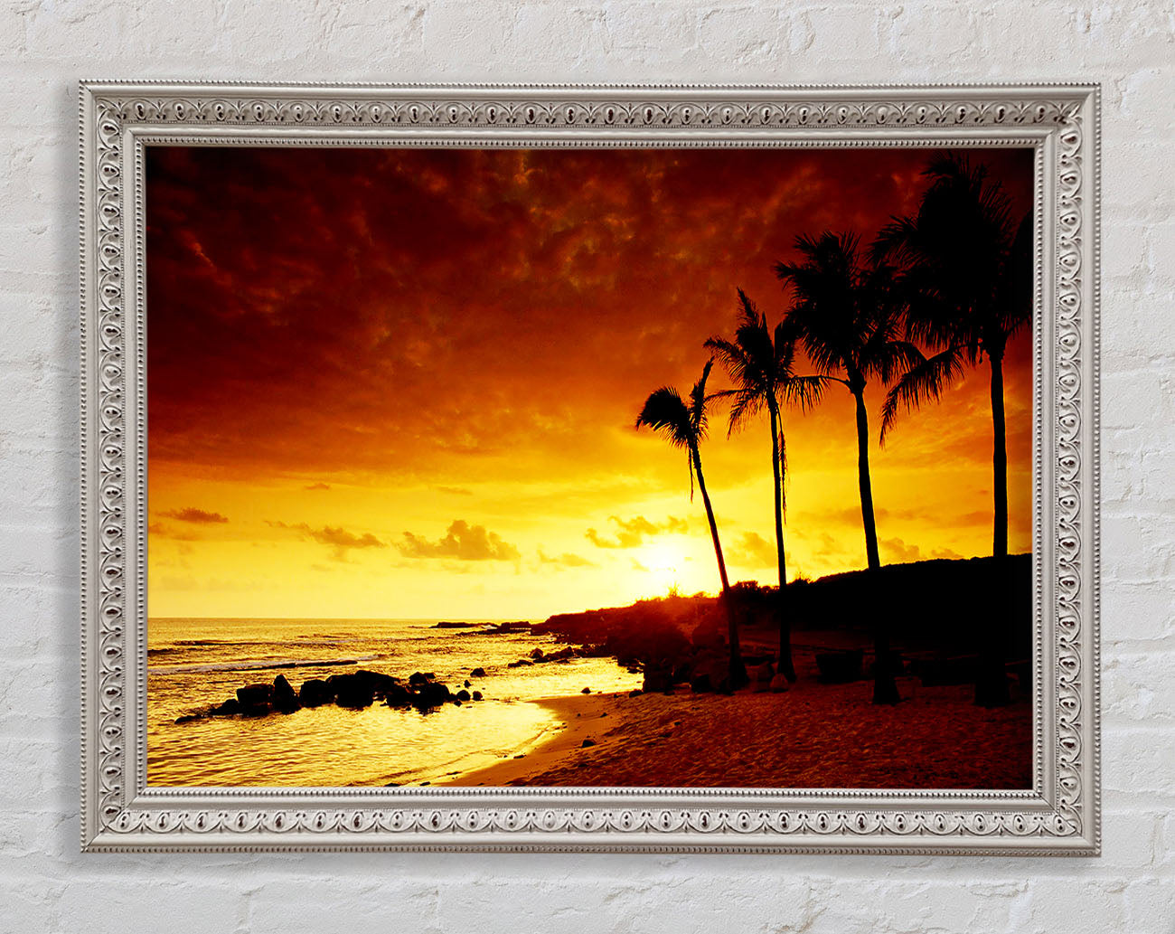 Caramel Palm Tree Sunset Framed Print