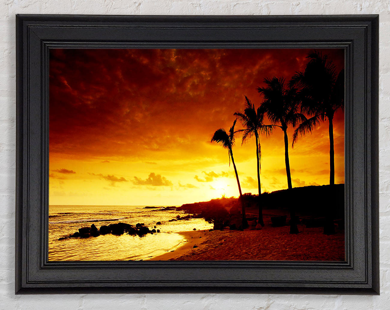 Caramel Palm Tree Sunset Framed Print