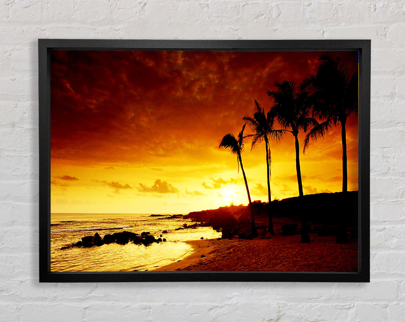 Caramel Palm Tree Sunset Framed Print