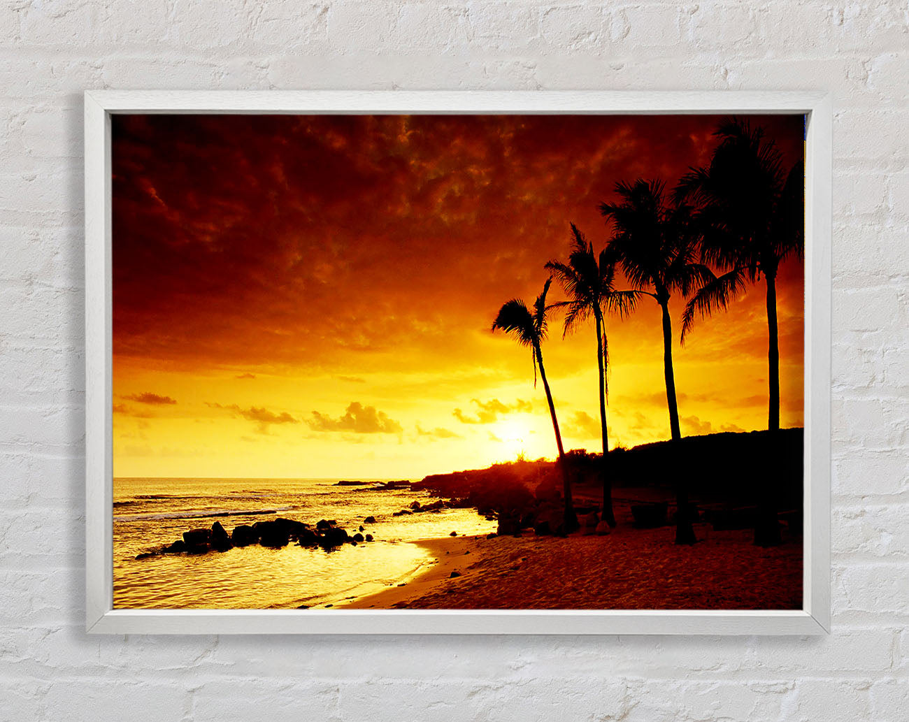 Caramel Palm Tree Sunset Framed Print