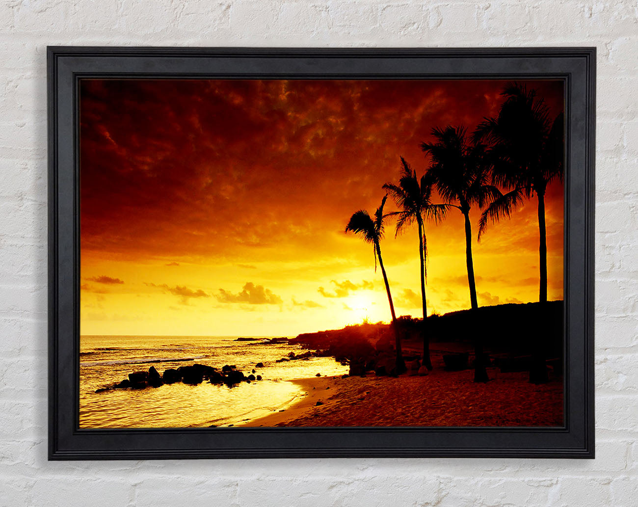 Caramel Palm Tree Sunset Framed Print
