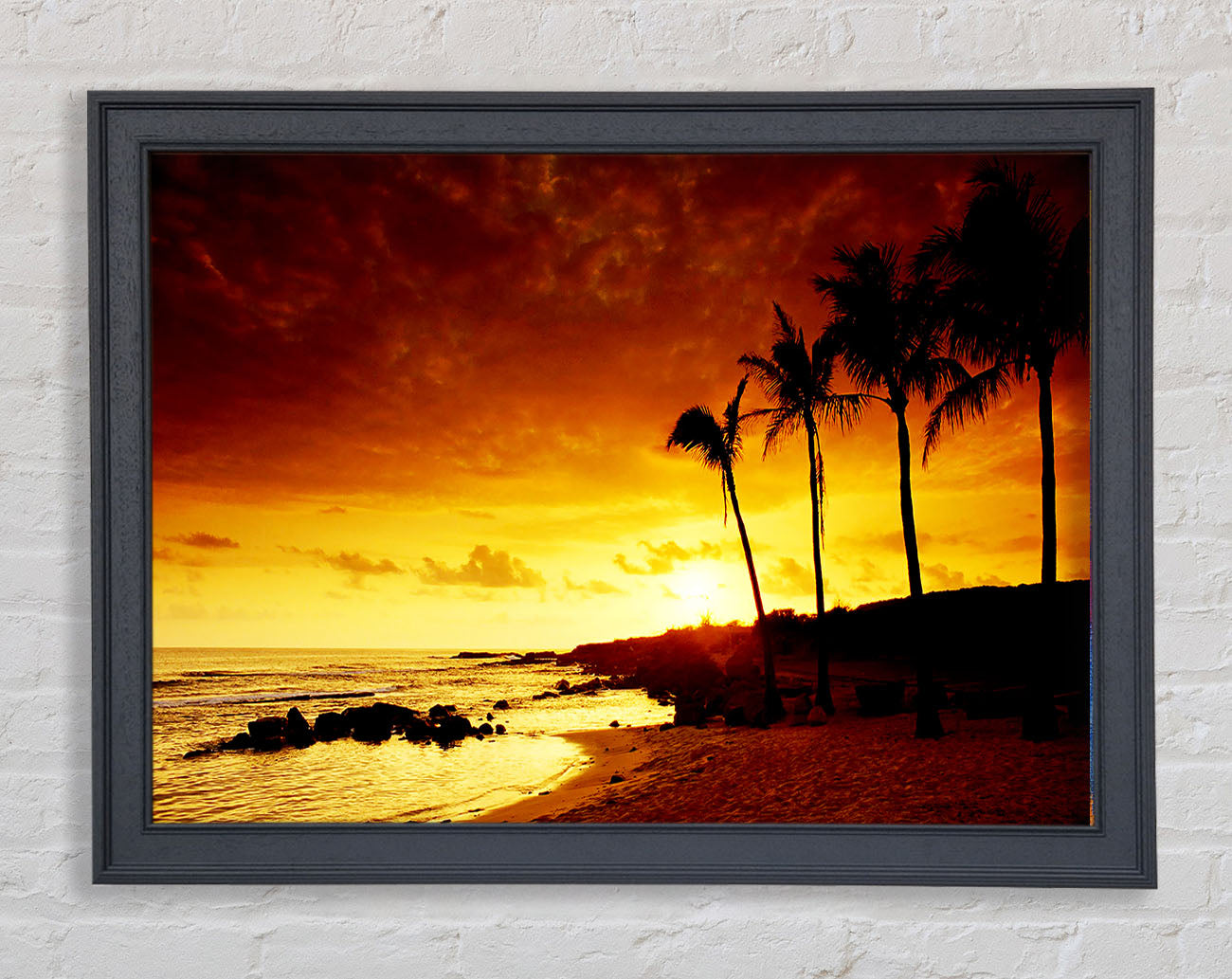 Caramel Palm Tree Sunset Framed Print