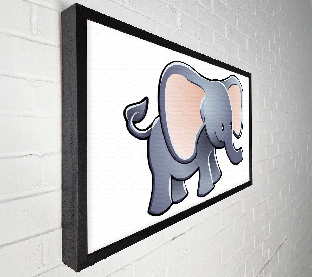 Big Eared Elephant White Canvas Art