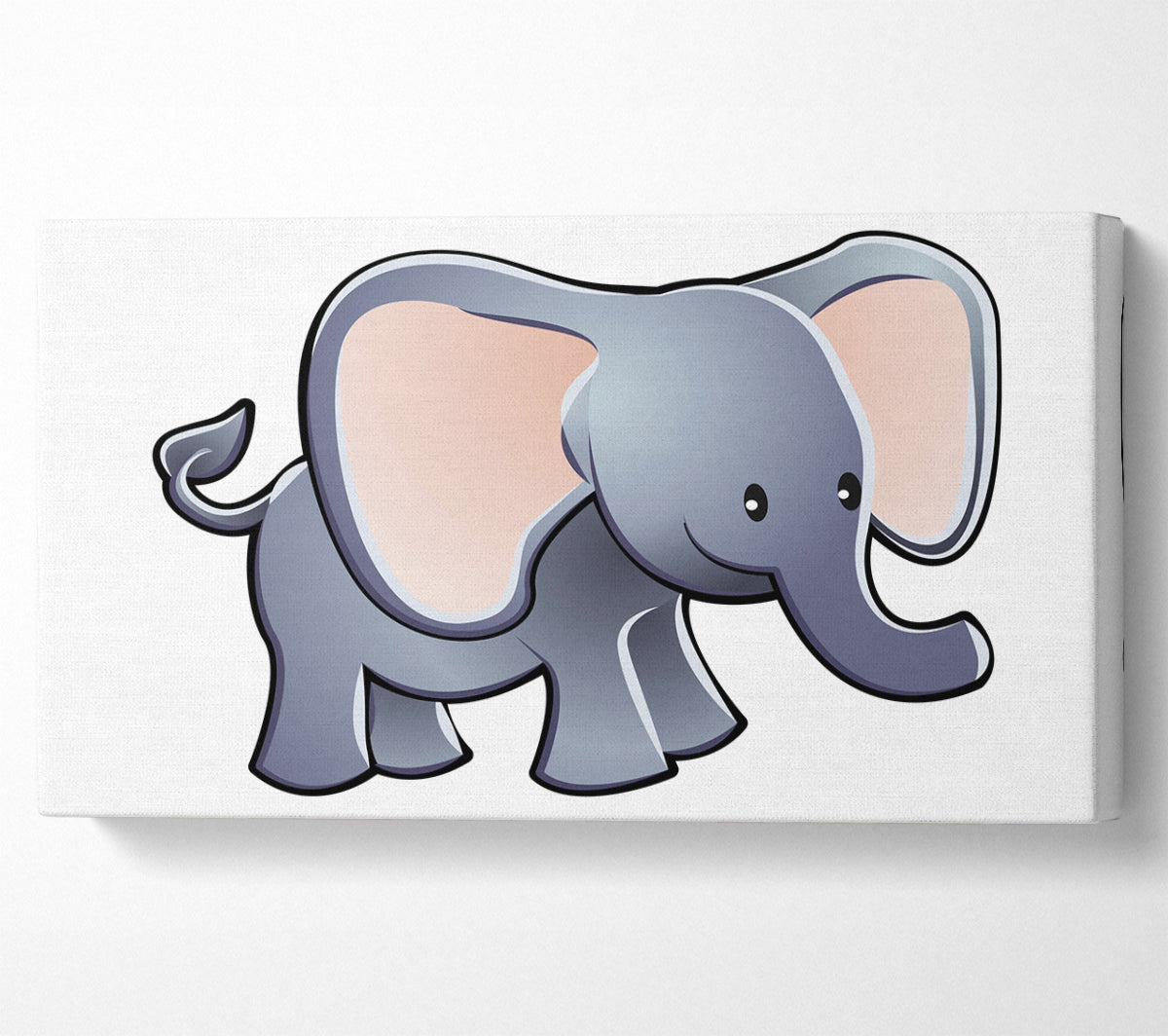 Big Eared Elephant White Canvas Art