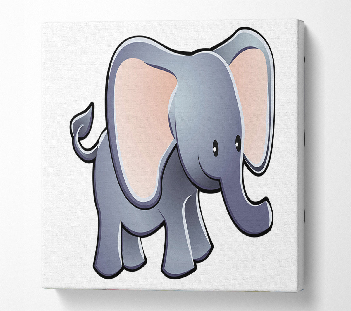 Big Eared Elephant White Canvas Art