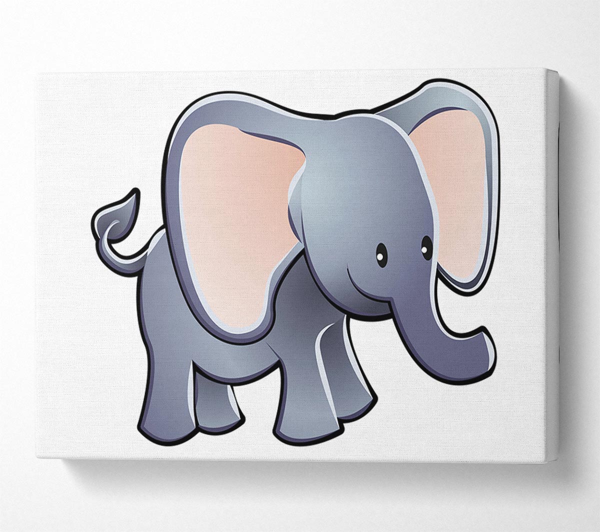 Big Eared Elephant White Canvas Art