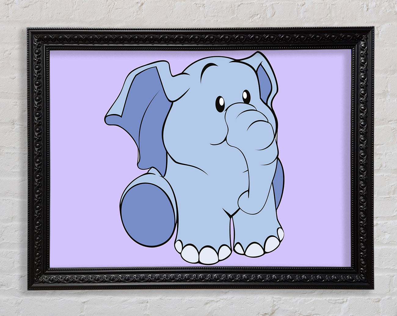 Happy Baby Elephant Lilac Framed Print