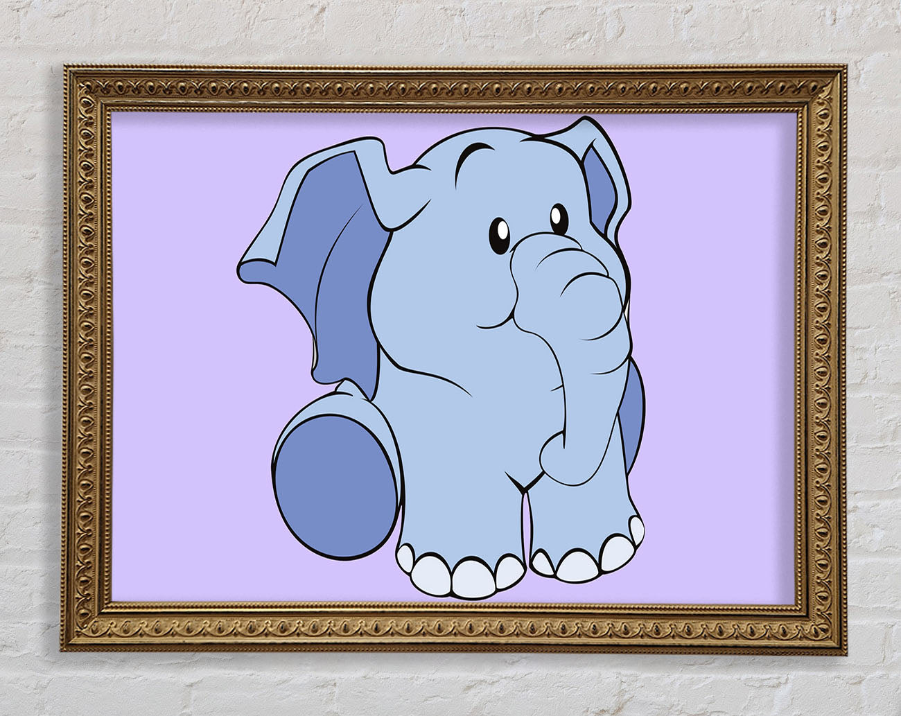 Happy Baby Elephant Lilac Framed Print