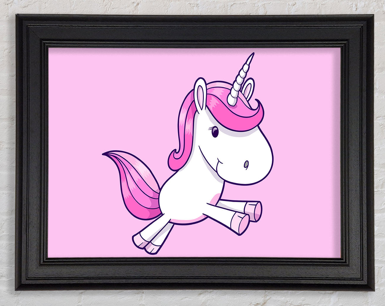 Leaping Unicorn Pink Framed Print