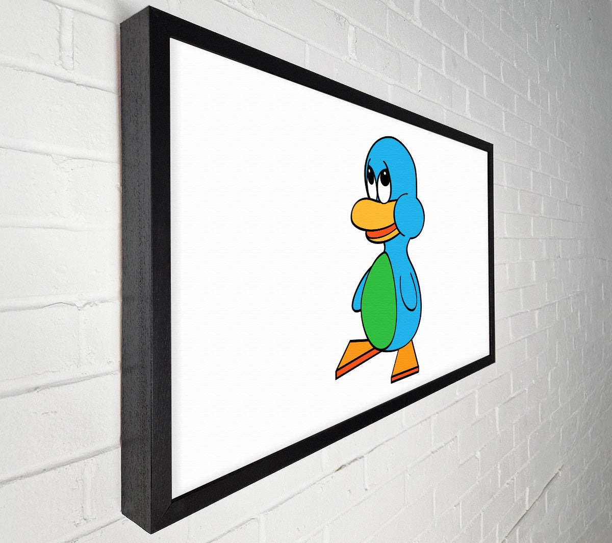 Sad Duck White Canvas Art