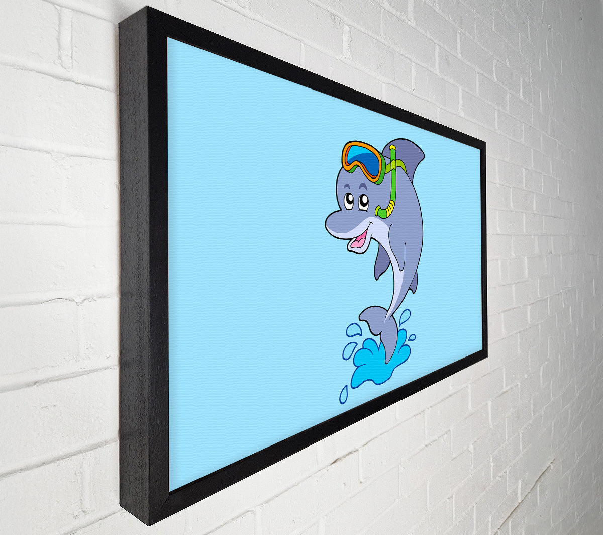 Snorkeling Dolphin Baby Blue Canvas Wall Art