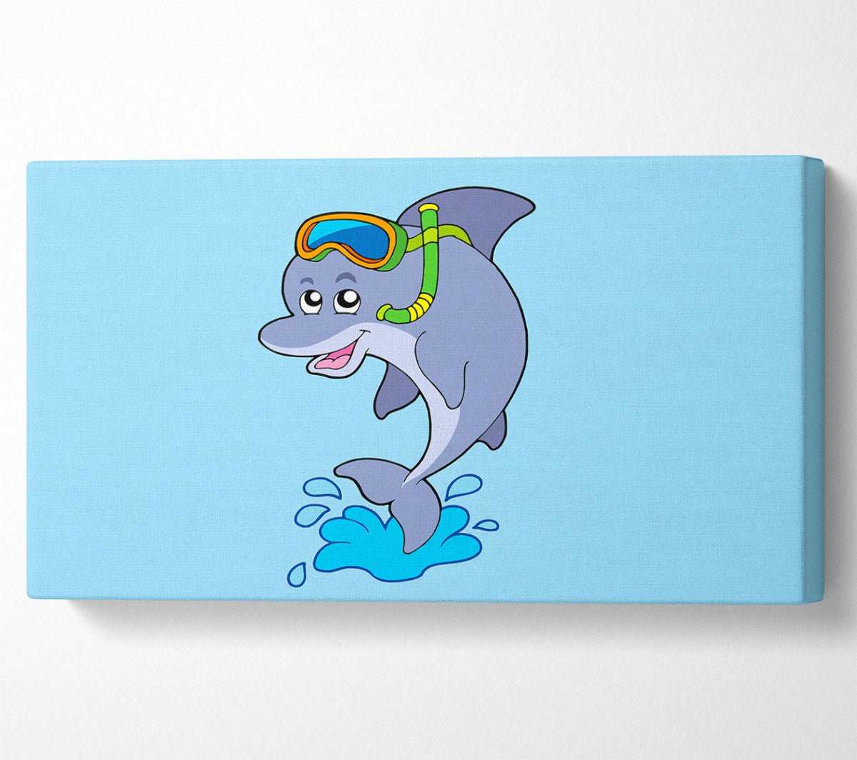 Snorkeling Dolphin Baby Blue Canvas Wall Art
