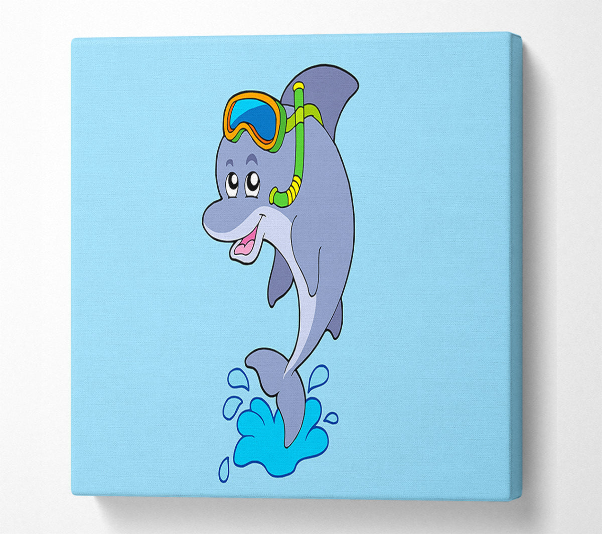 Snorkeling Dolphin Baby Blue Canvas Wall Art