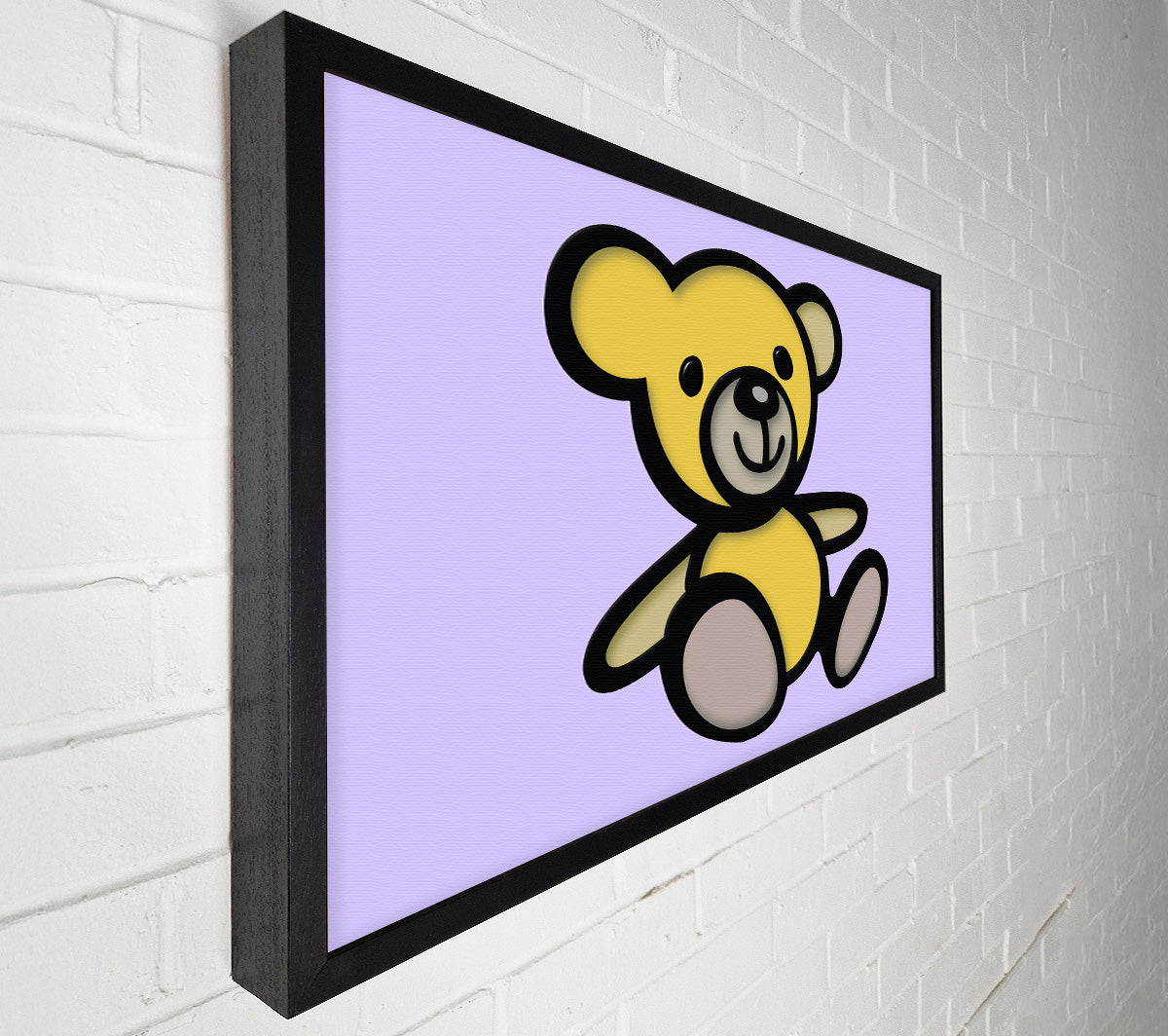 Teddy Bear Cartoon Lilac Canvas Wall Art