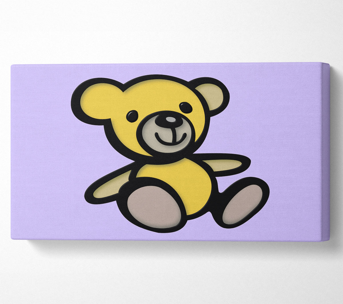 Teddy Bear Cartoon Lilac Canvas Wall Art