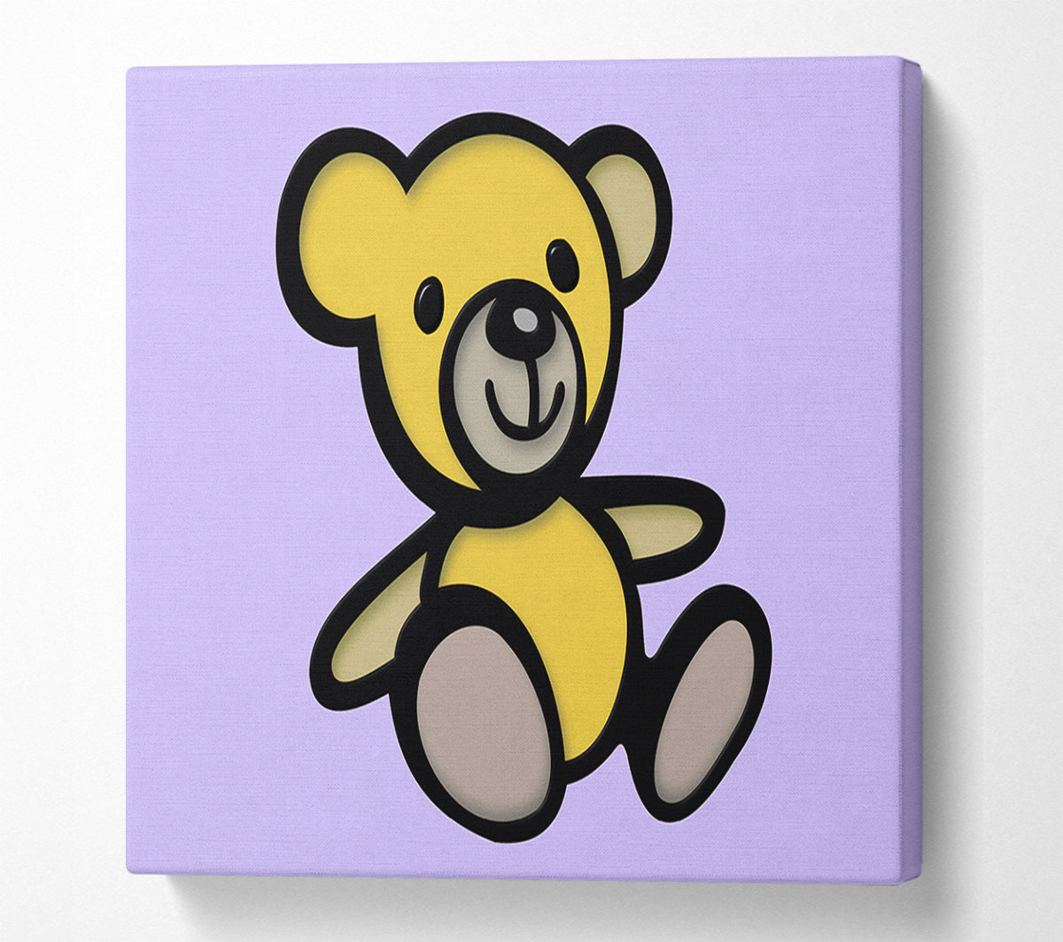 Teddy Bear Cartoon Lilac Canvas Wall Art
