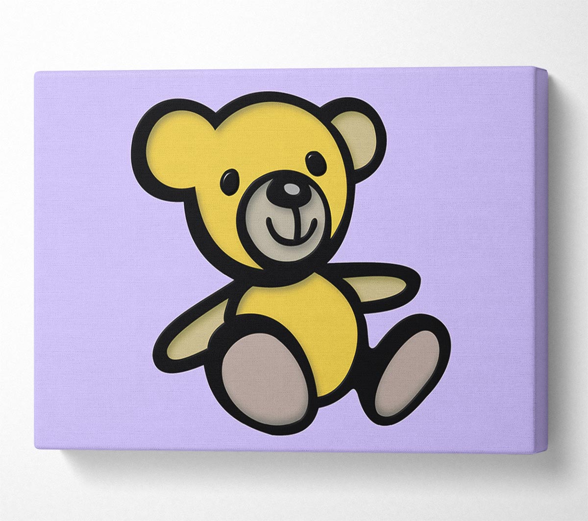 Teddy Bear Cartoon Lilac Canvas Wall Art