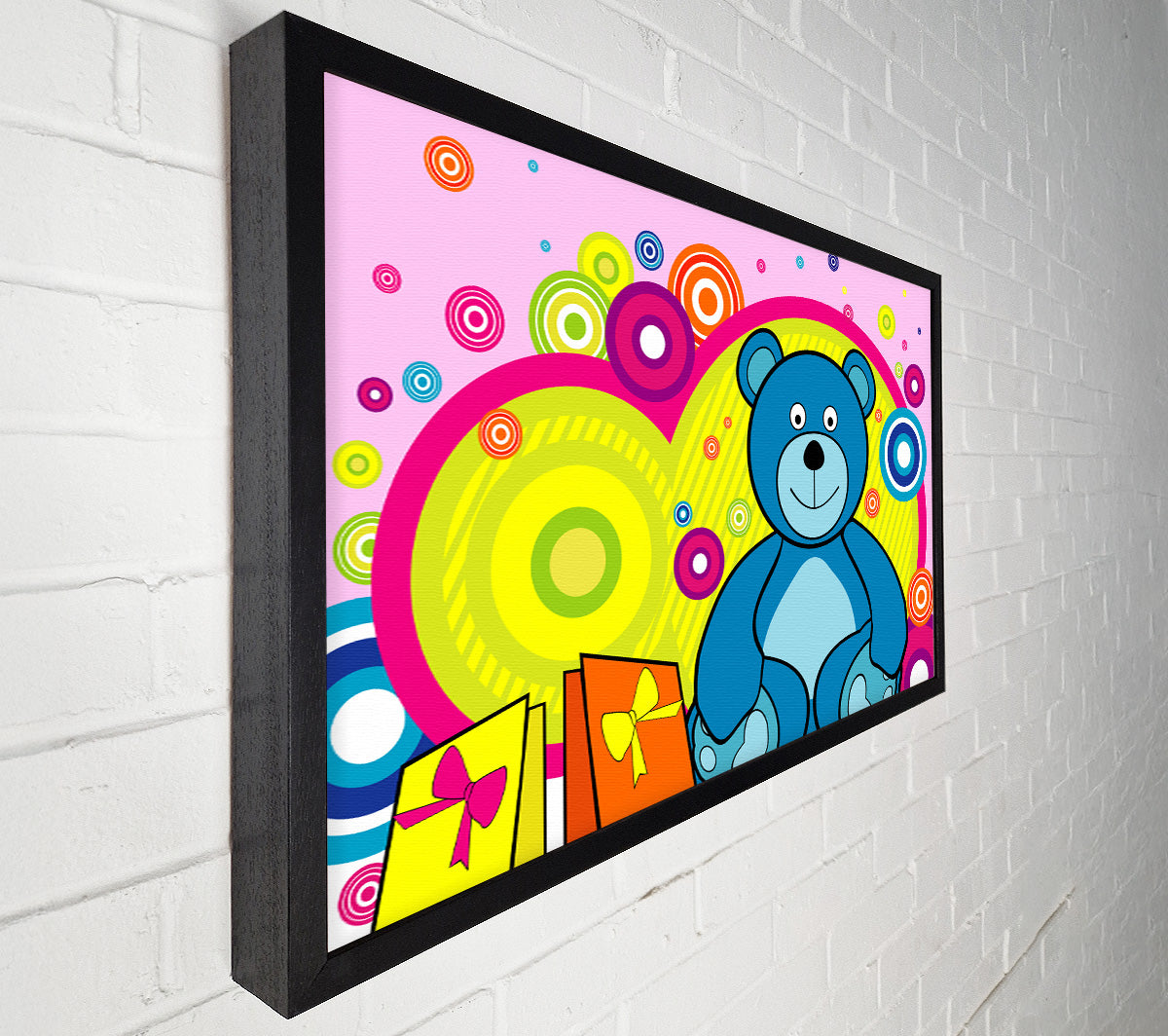 Teddy Bear Circles Pink Canvas Wall Art