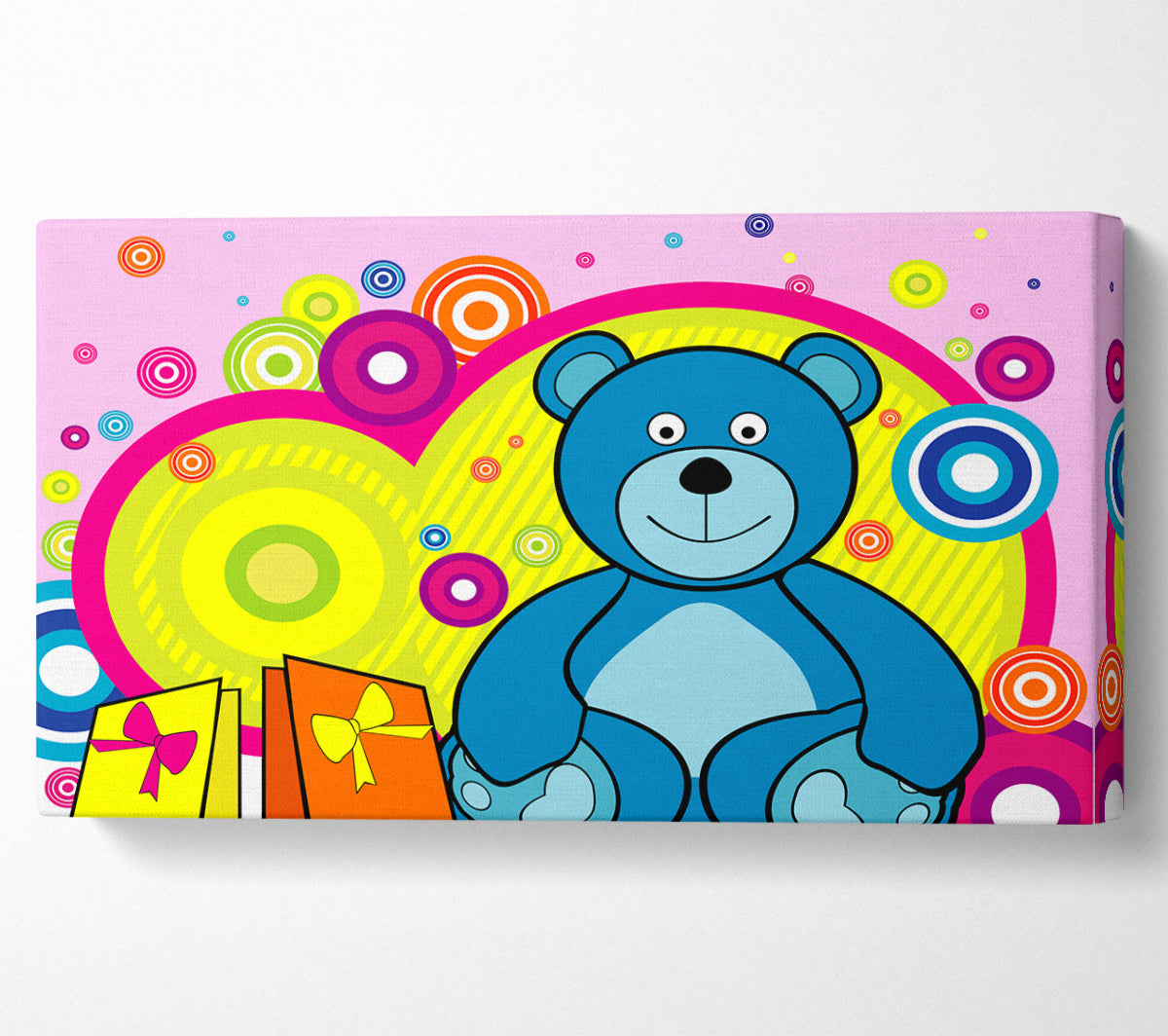 Teddy Bear Circles Pink Canvas Wall Art