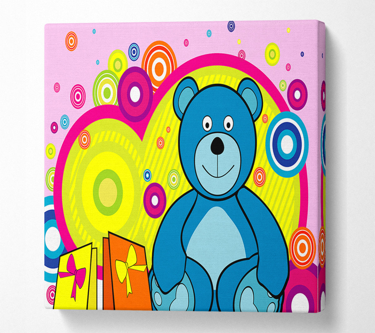 Teddy Bear Circles Pink Canvas Wall Art