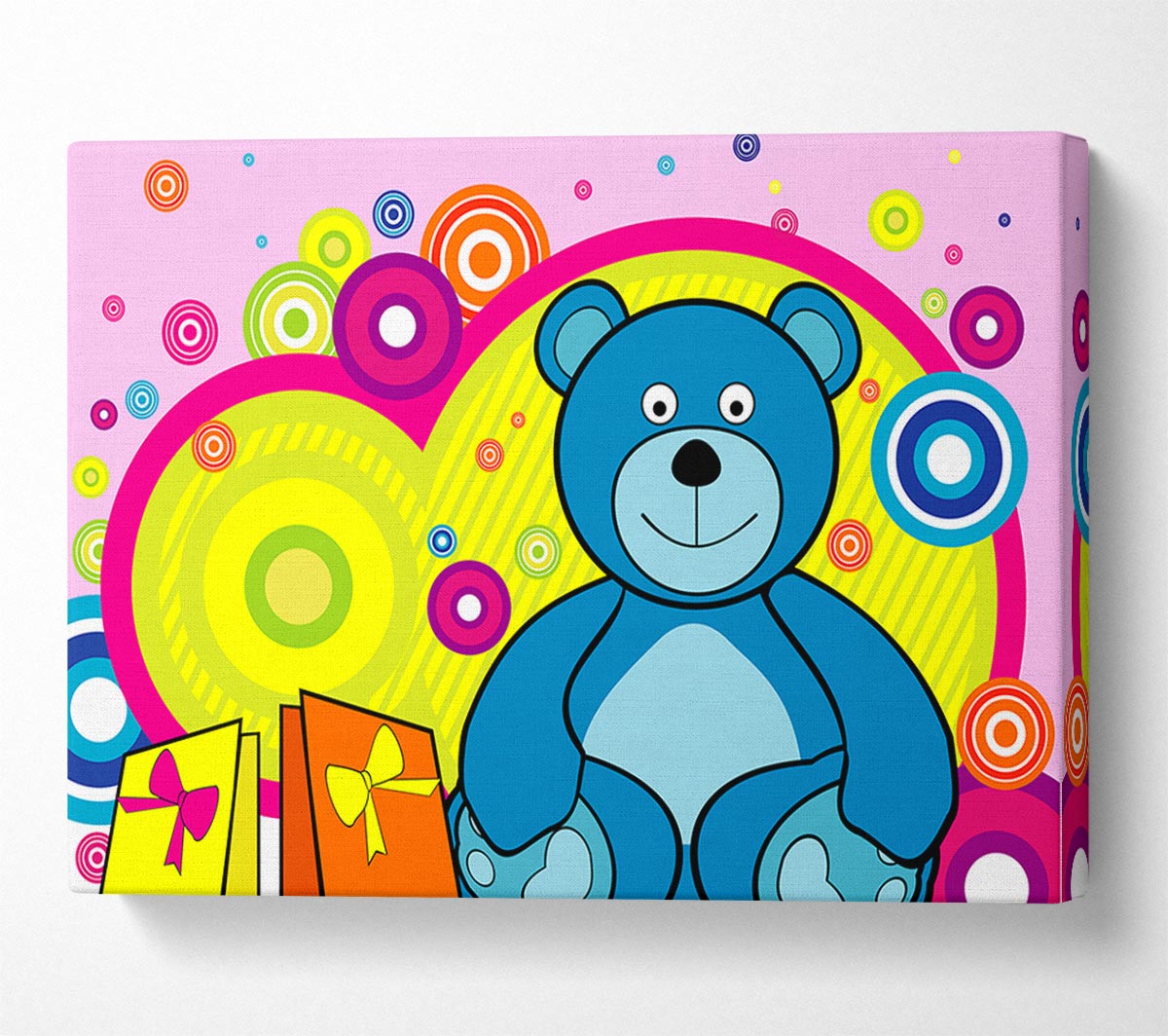 Teddy Bear Circles Pink Canvas Wall Art