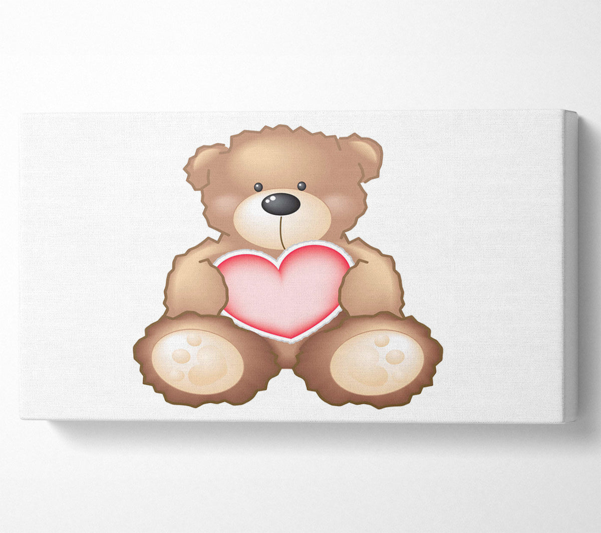 Teddy Bear Love Heart White Canvas Wall Art