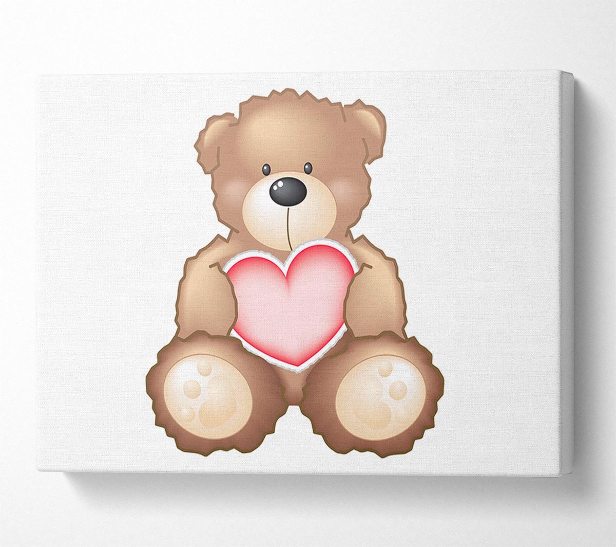 Teddy Bear Love Heart White Canvas Wall Art
