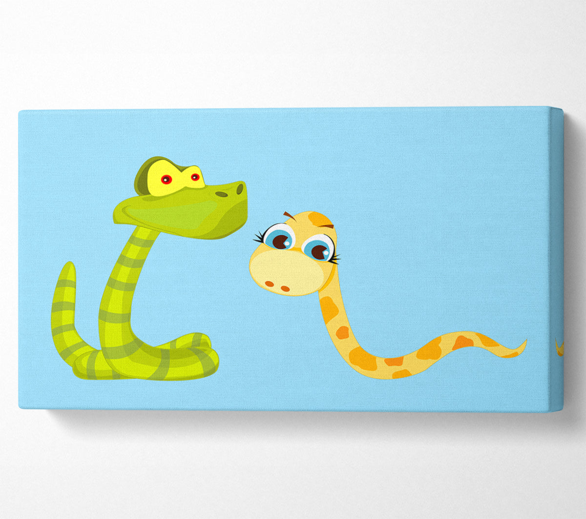 Two Snakes Baby Blue Canvas Wall Art