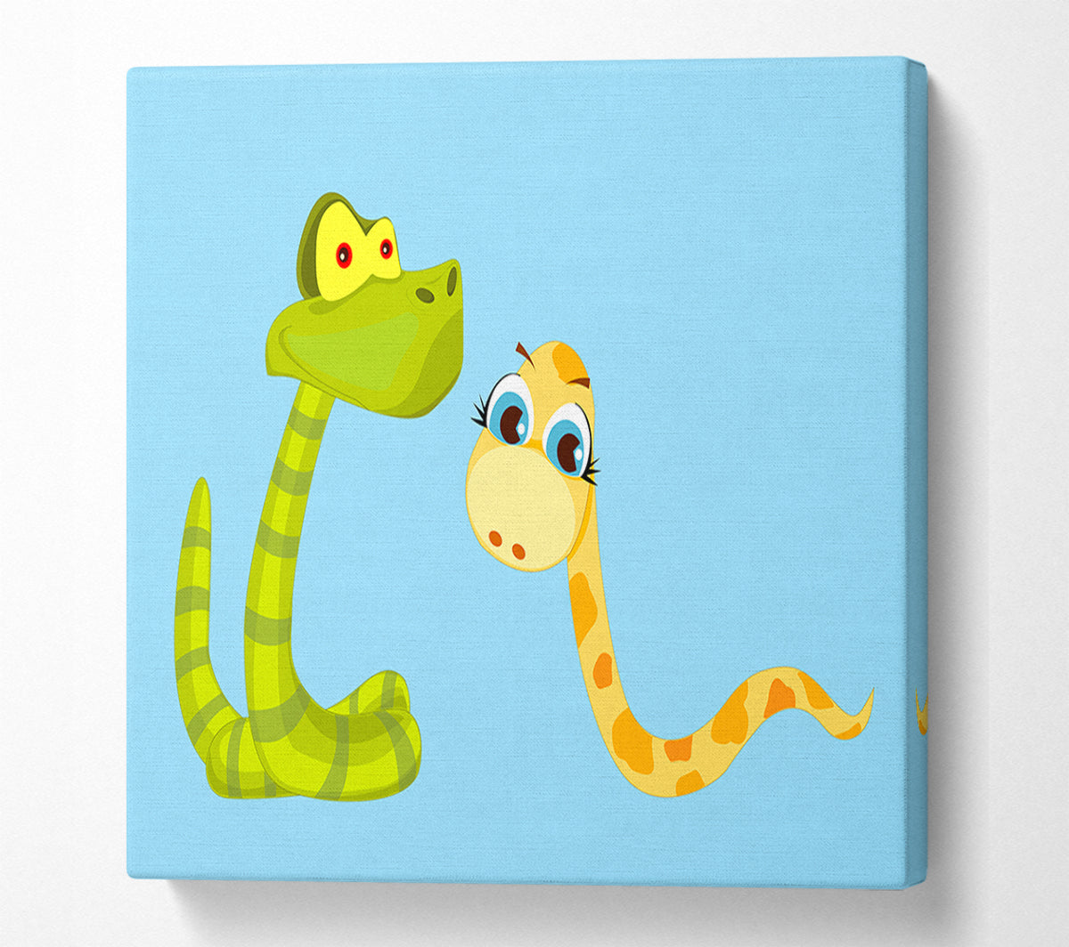 Two Snakes Baby Blue Canvas Wall Art