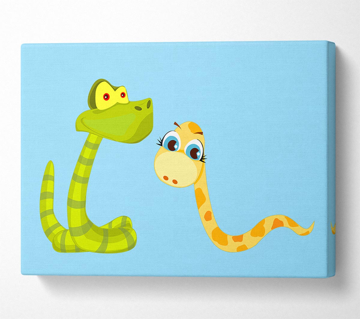 Two Snakes Baby Blue Canvas Wall Art