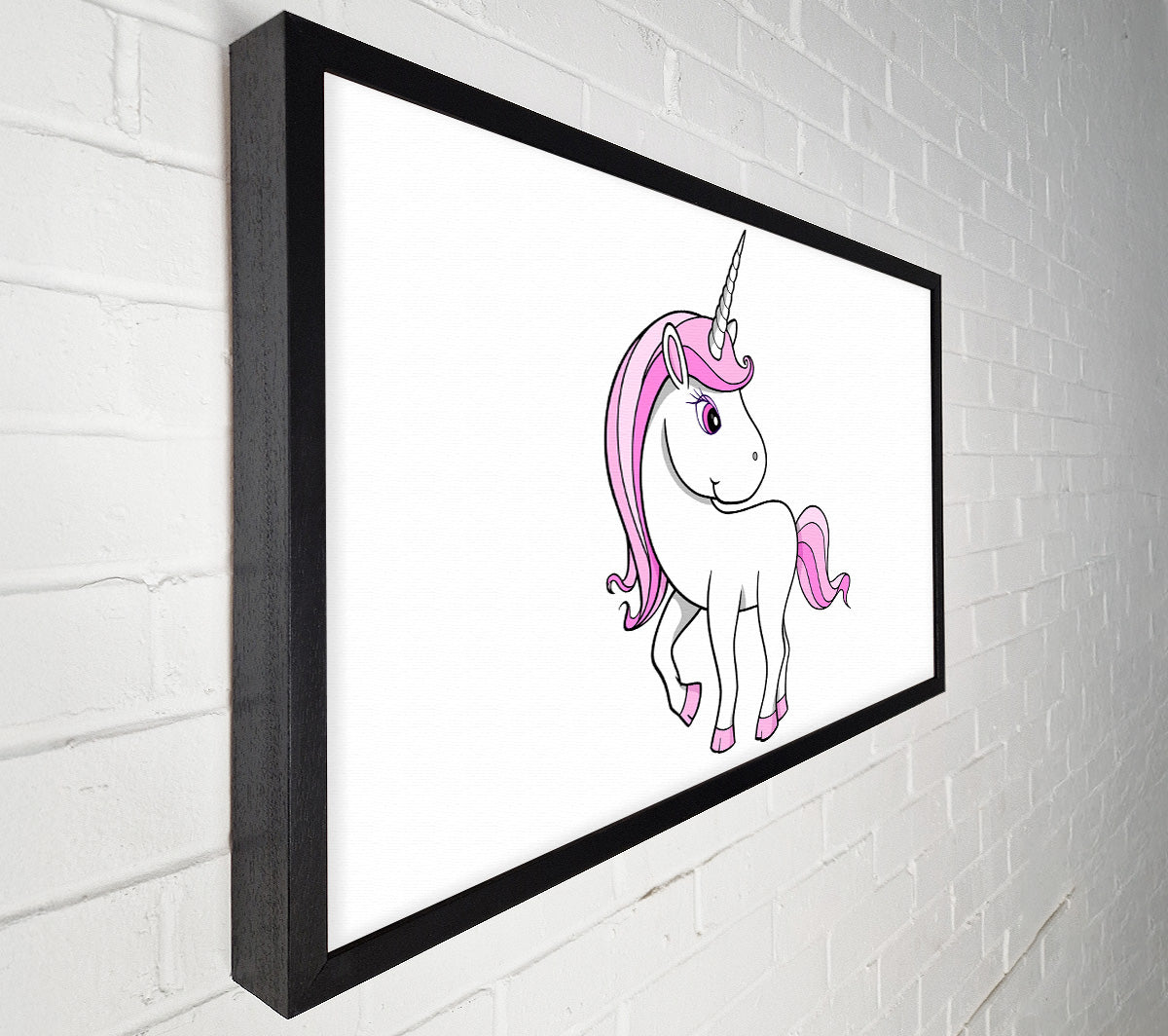 Unicorn Walking White Canvas Wall Art