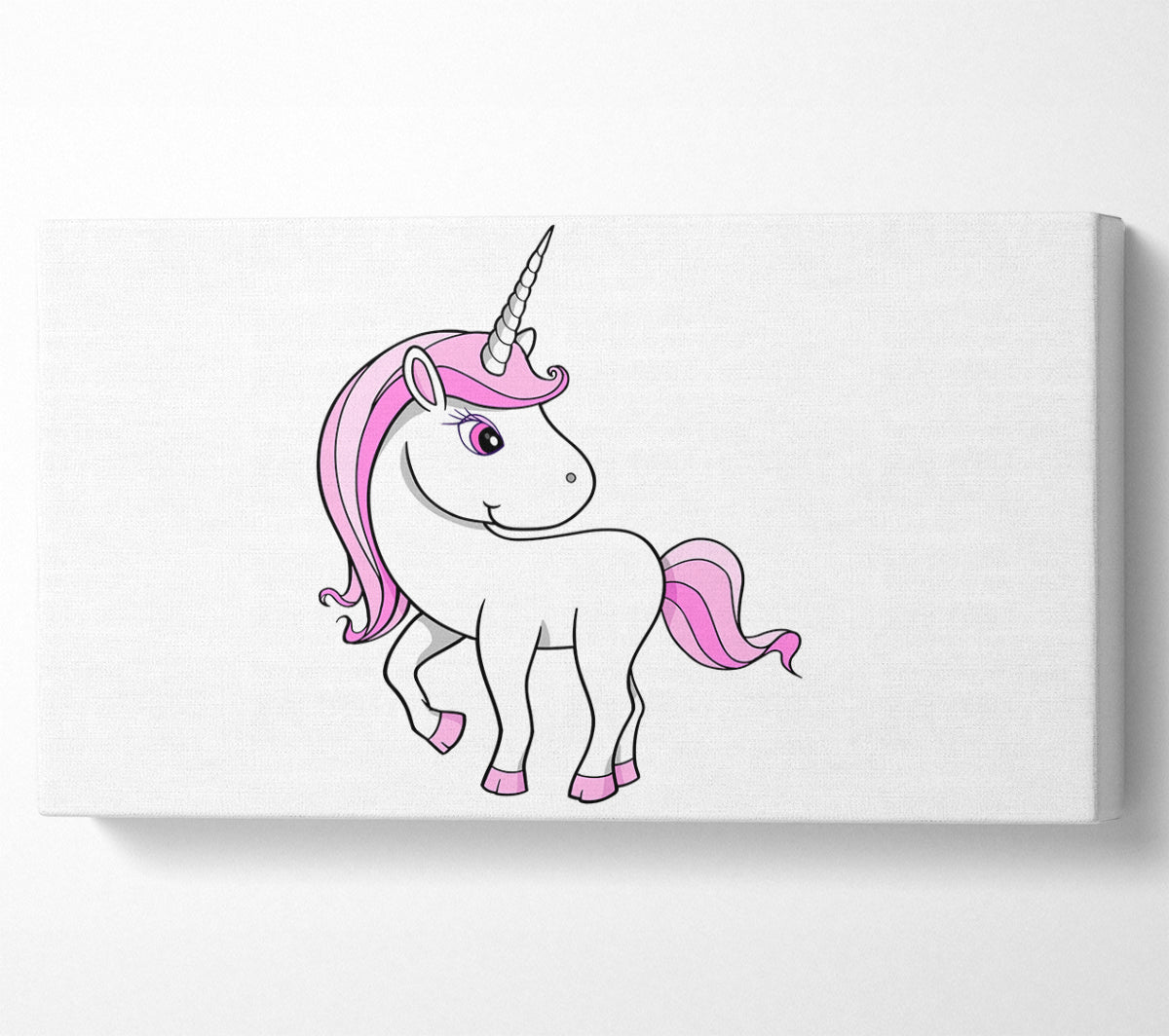 Unicorn Walking White Canvas Wall Art