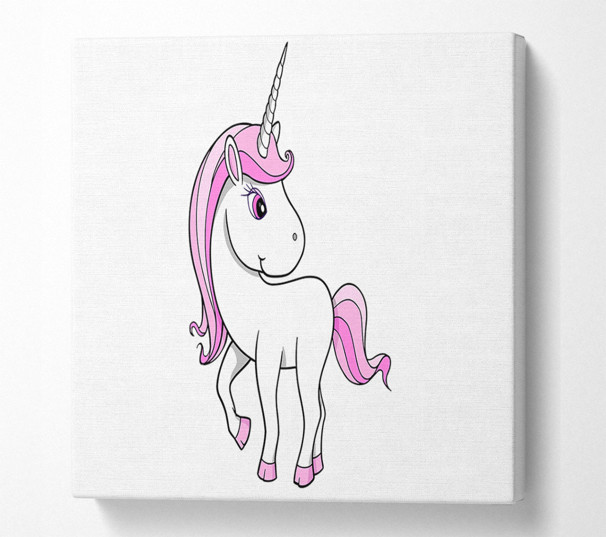 Unicorn Walking White Canvas Wall Art