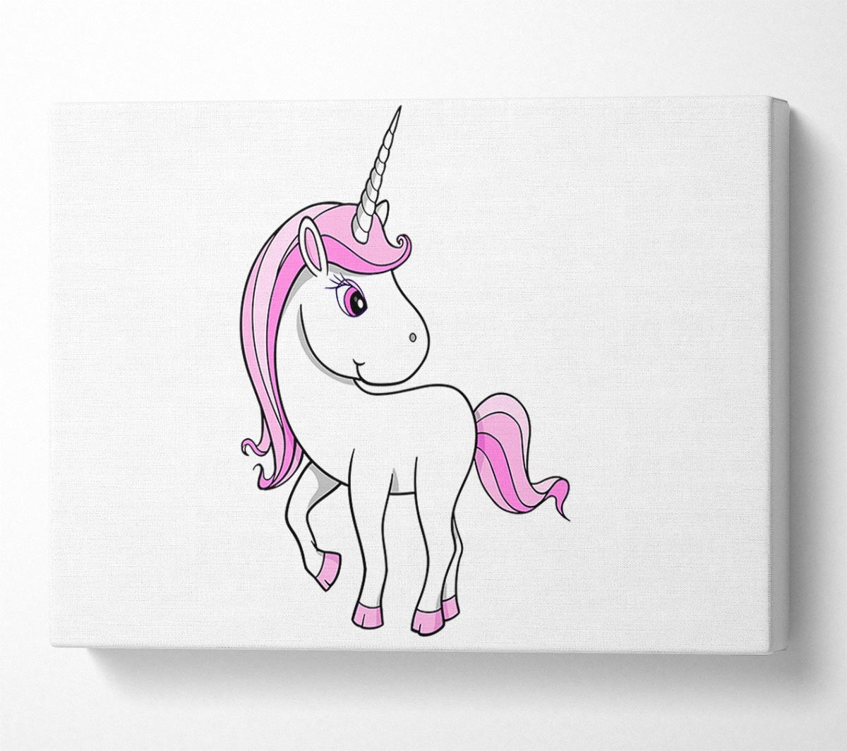 Unicorn Walking White Canvas Wall Art