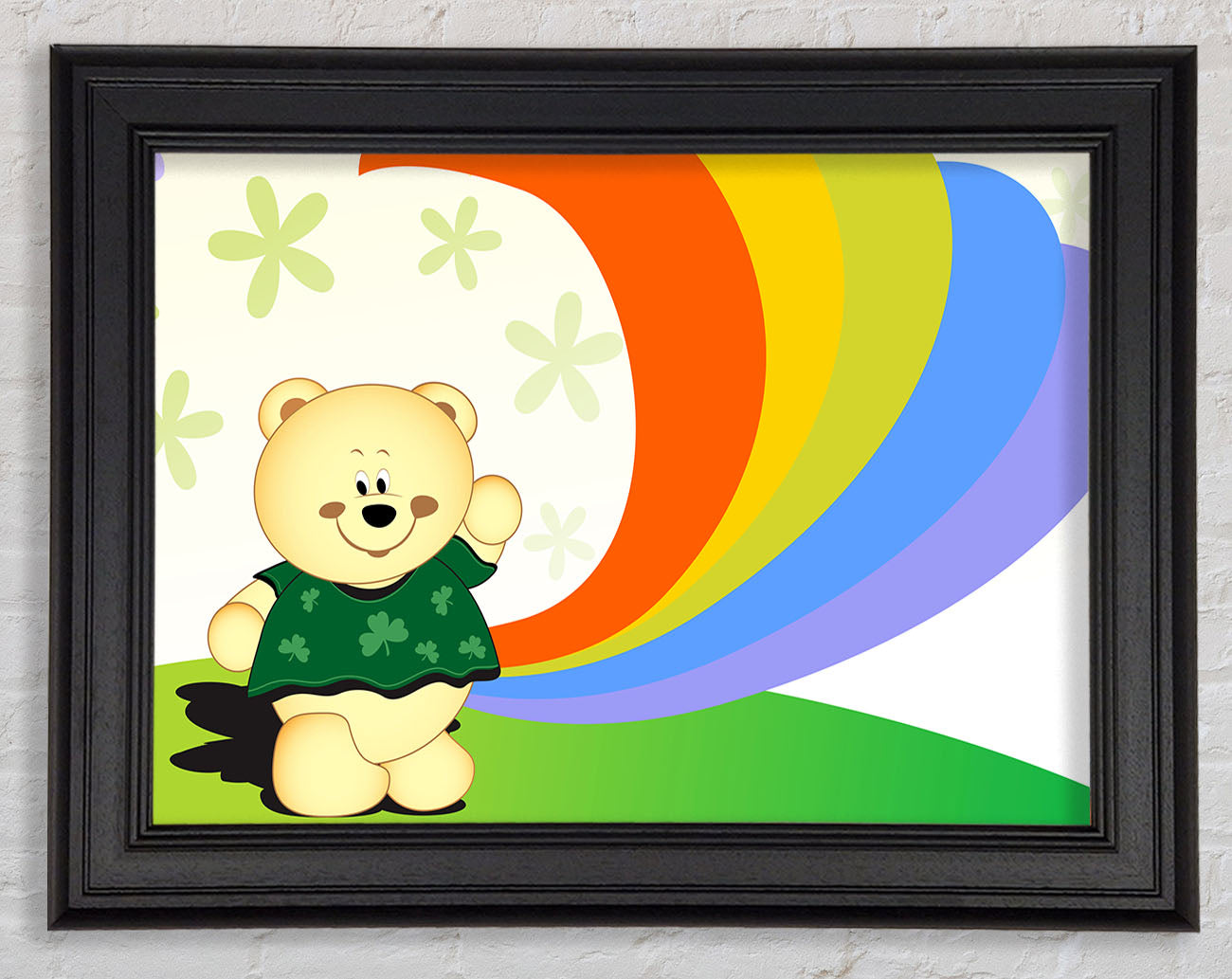 Waving Rainbow Bear Lilac Framed Print
