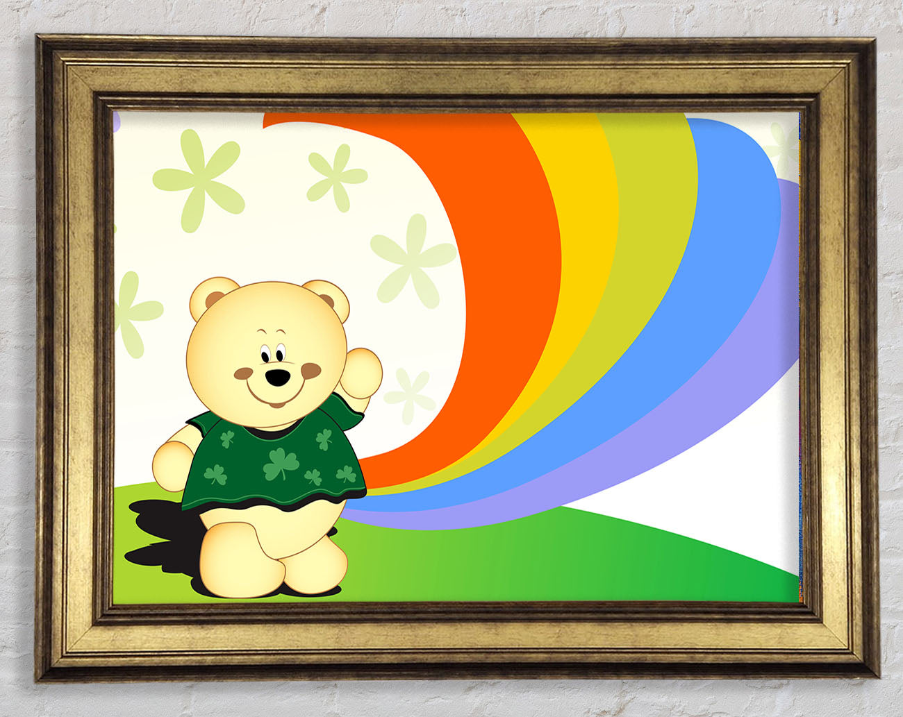 Waving Rainbow Bear Lilac Framed Print