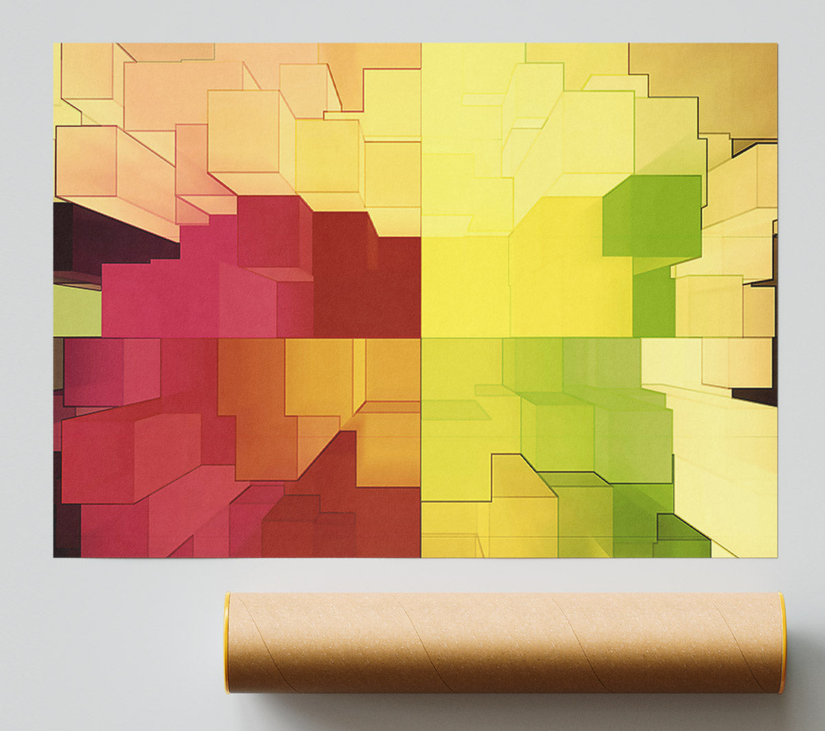 3D Colourful Cubes Poster