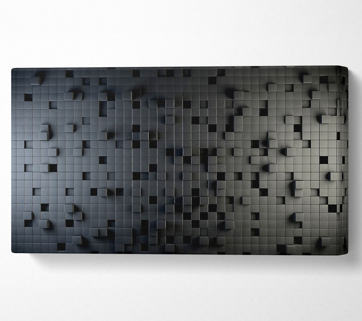3D Cubes Black Canvas Wall Art