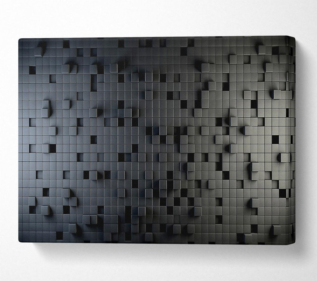 3D Cubes Black Canvas Wall Art