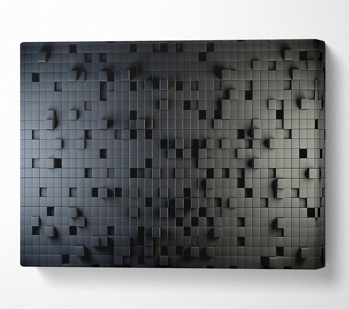 3D Cubes Black Canvas Wall Art