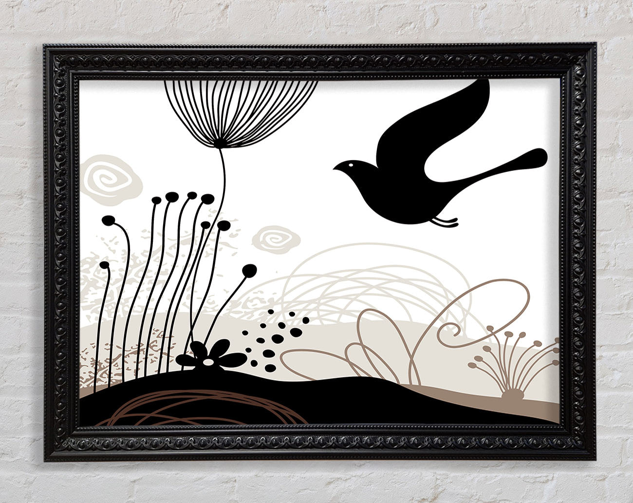 Bird In The Chocolate Garden Framed Print
