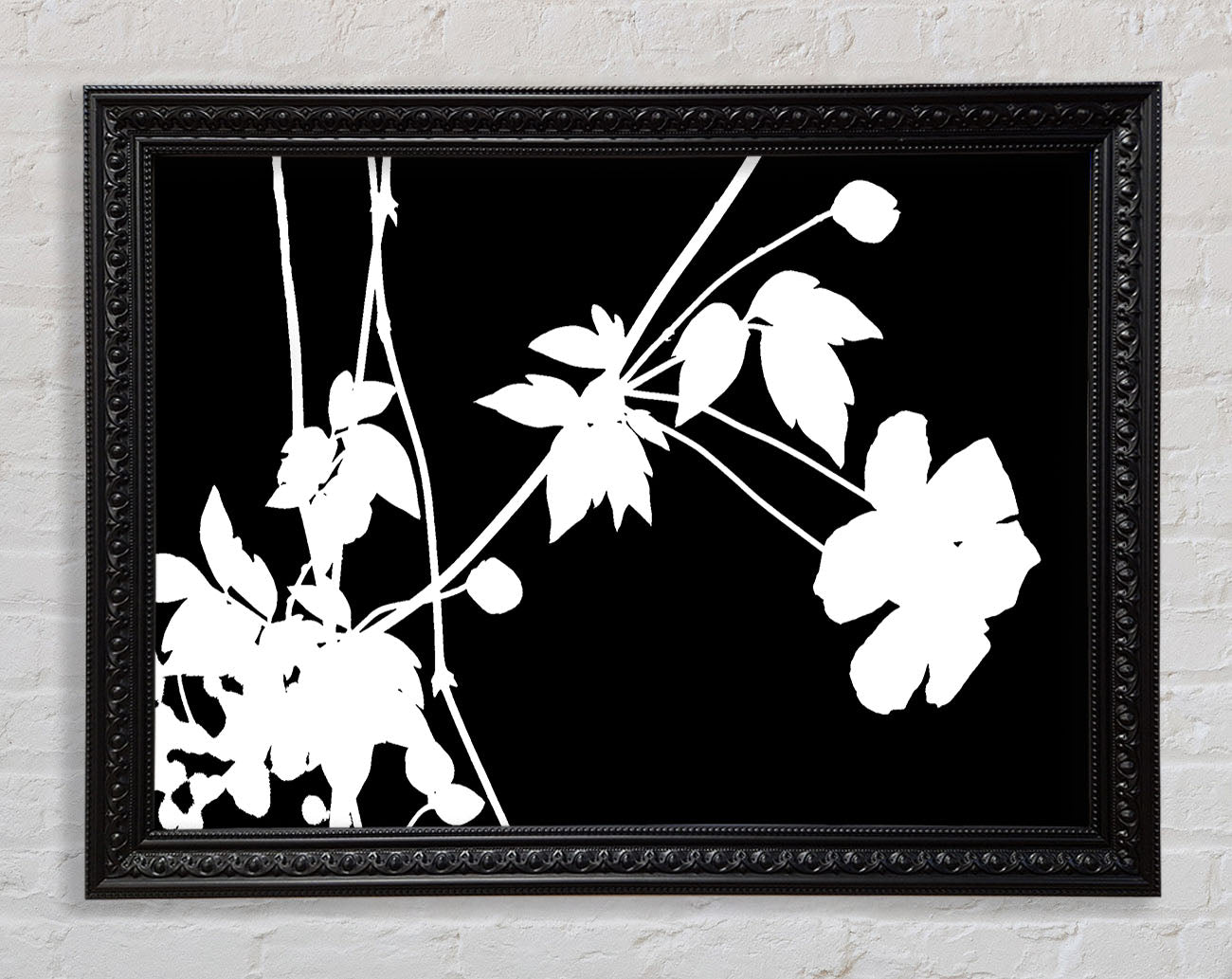 Garden Delight White On Black Framed Print