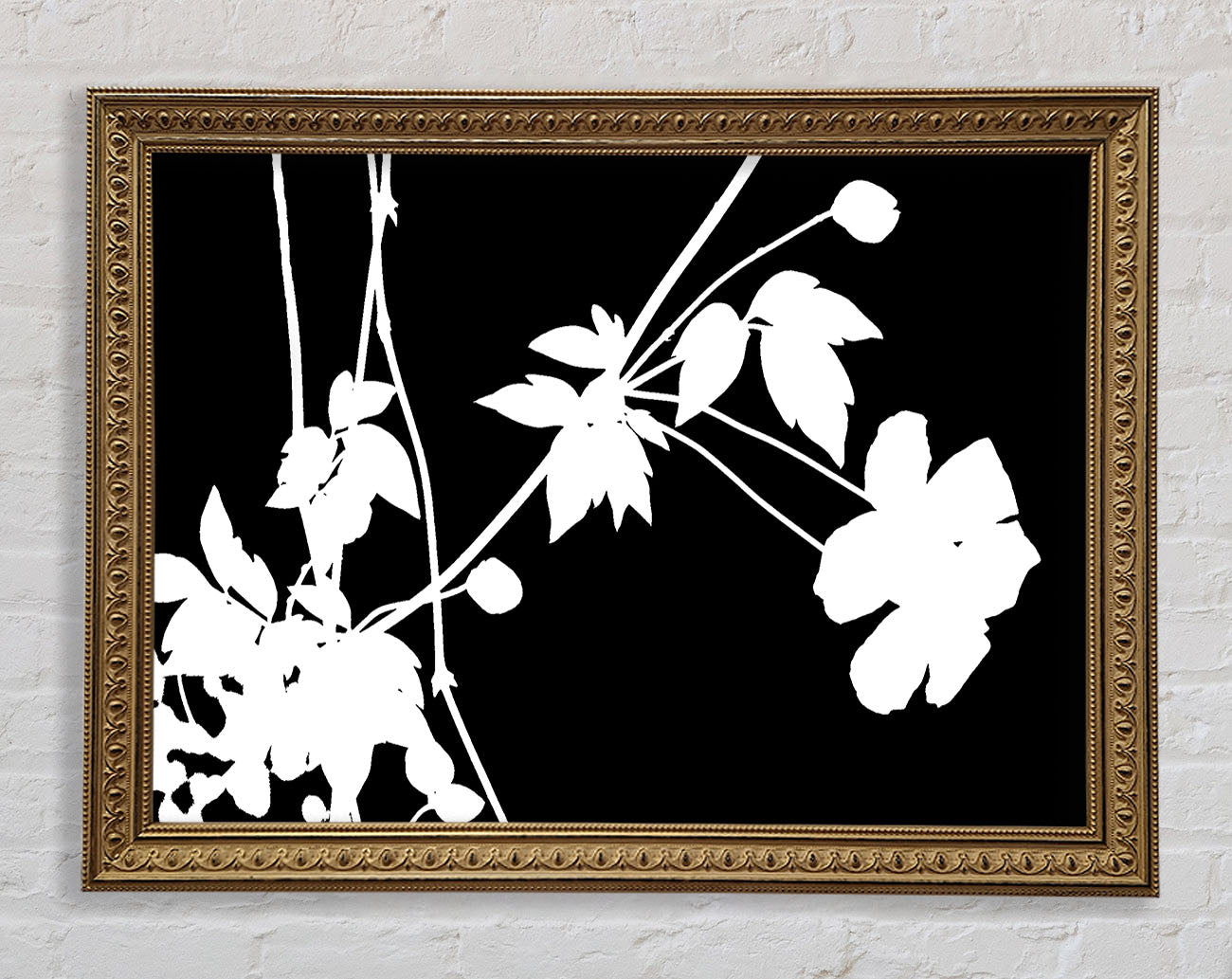 Garden Delight White On Black Framed Print