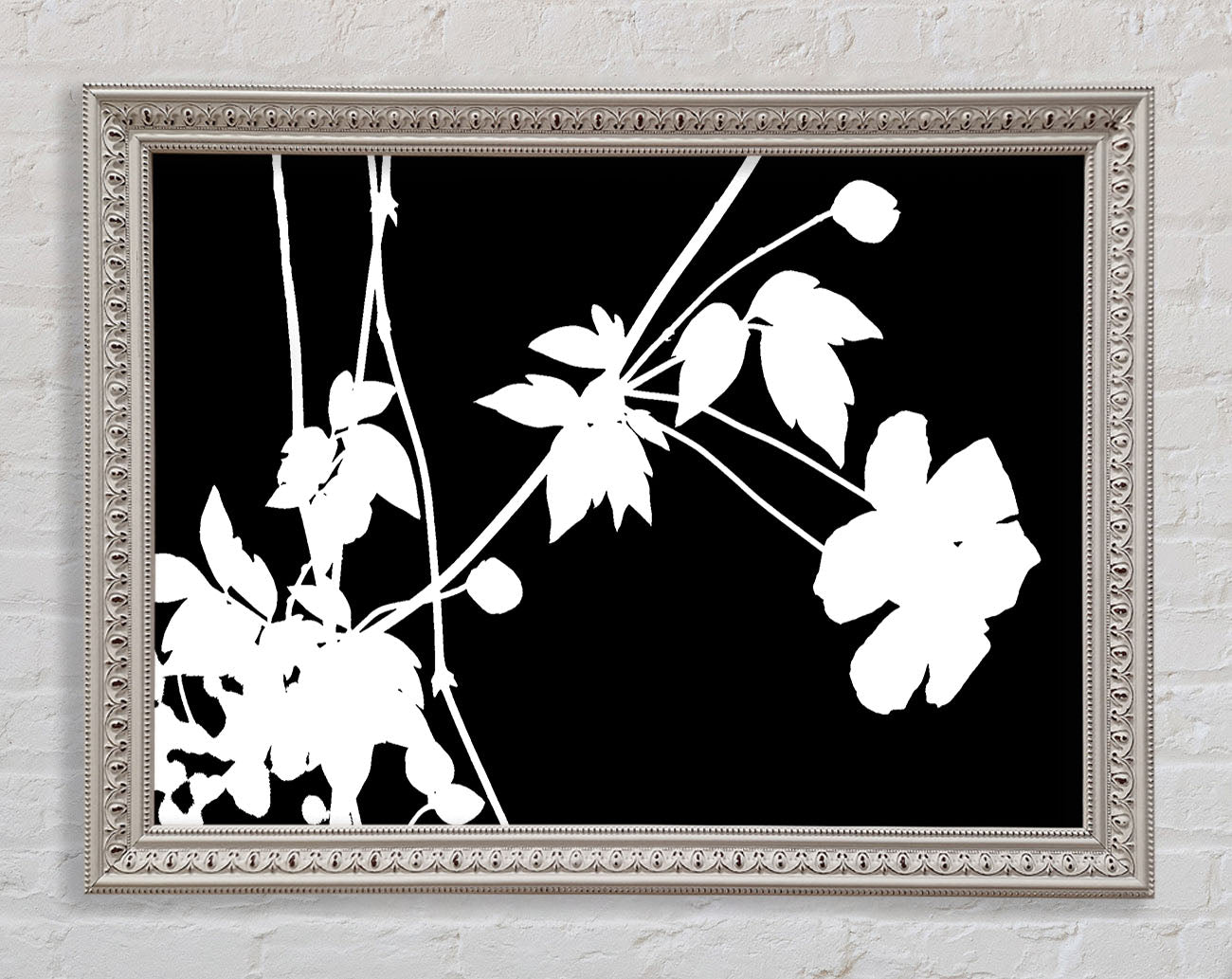 Garden Delight White On Black Framed Print